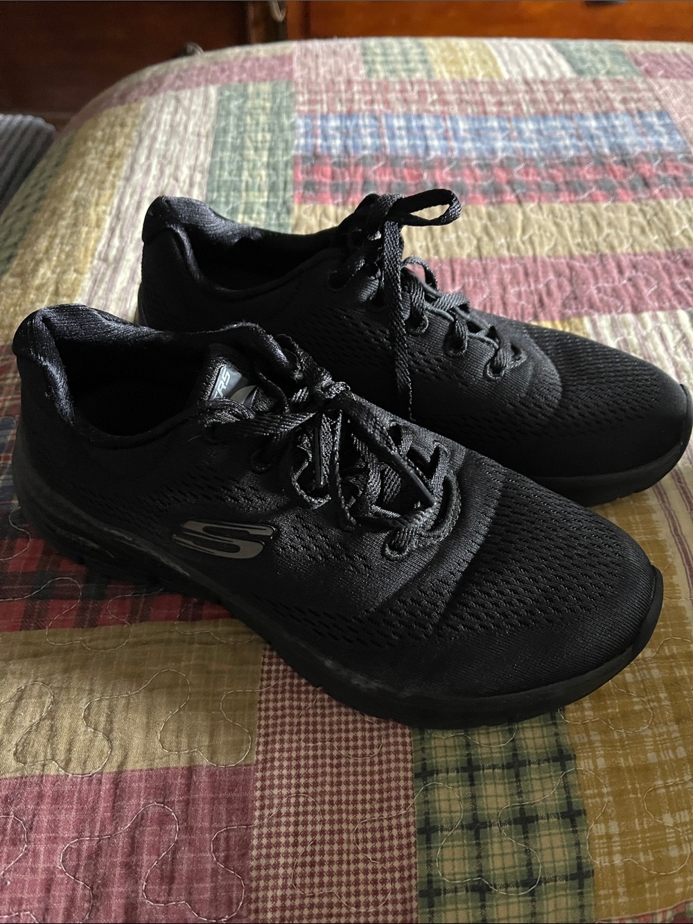 Skechers Men's All-Black Knit Lace-Up Athletic Sneakers